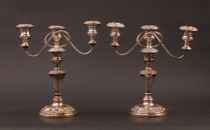 Appraisal: Silver Interchangeable Candelabra Sterling silver interchangeable candelabra can be reassembled