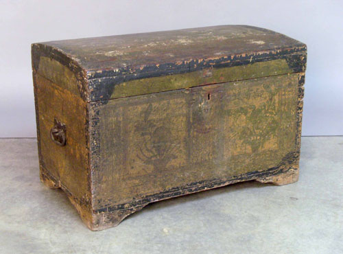 Appraisal: Painted pine dome lid trunk th c x