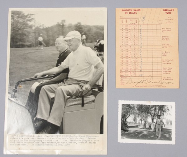 Appraisal: Autographed score card Scorecard lists only Eisenhower as Ike in