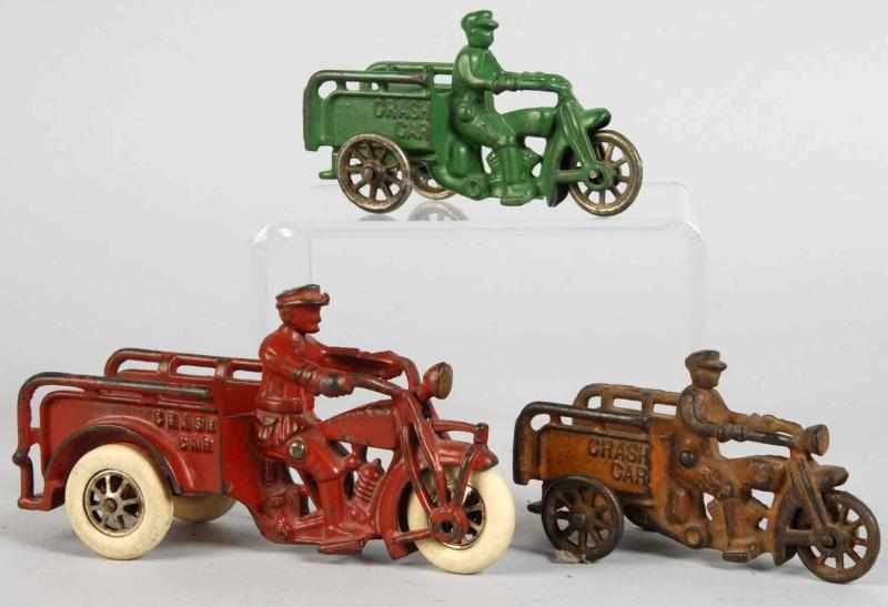 Appraisal: Lot of Cast Iron Hubley Crash Car Cycle Toys Description