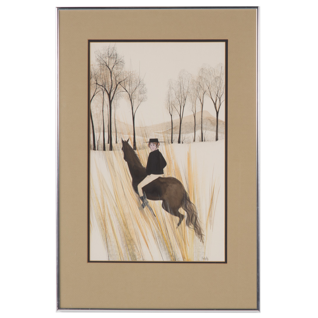 Appraisal: Patricia Buckley Moss Amish Rider watercolor American b Watercolor on