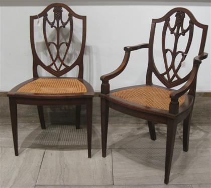 Appraisal: Set of eight Federal style cane seat dining chairs H