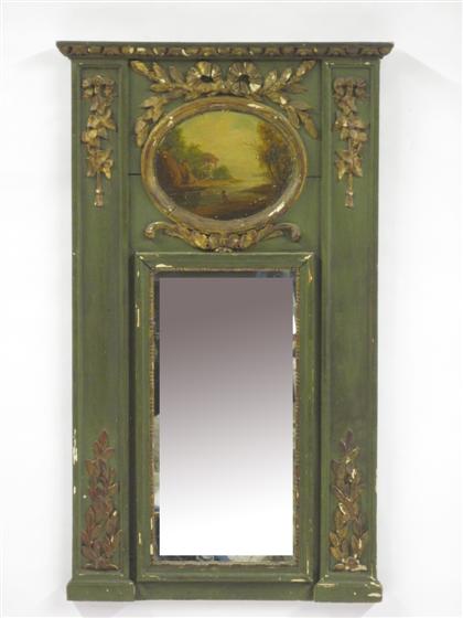 Appraisal: Louis XVI style painted and parcel gilt trumeauThe rectangular cornice