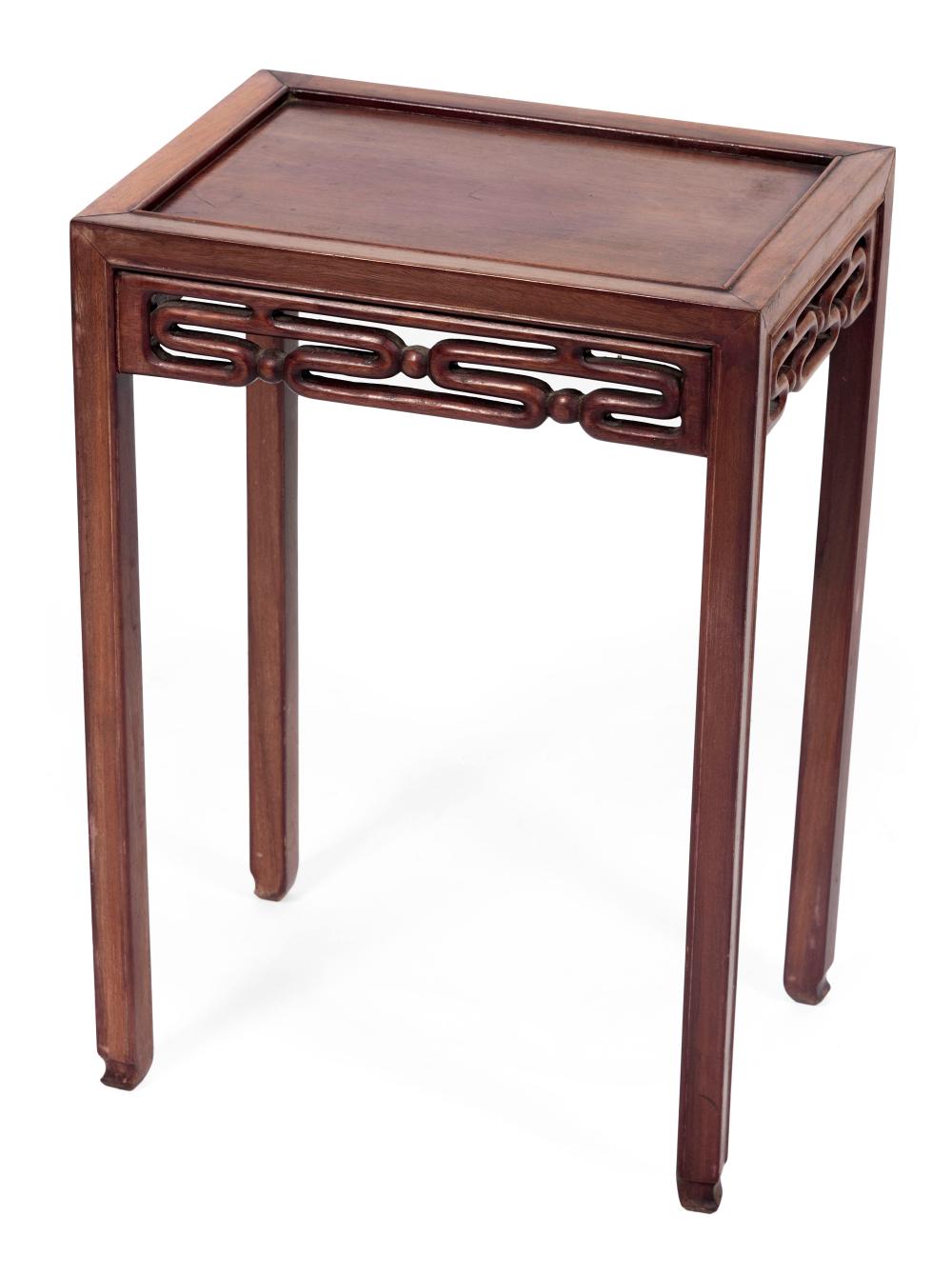 Appraisal: CHINESE ROSEWOOD SIDE TABLE EARLY TH CENTURY HEIGHT LENGTH WIDTH