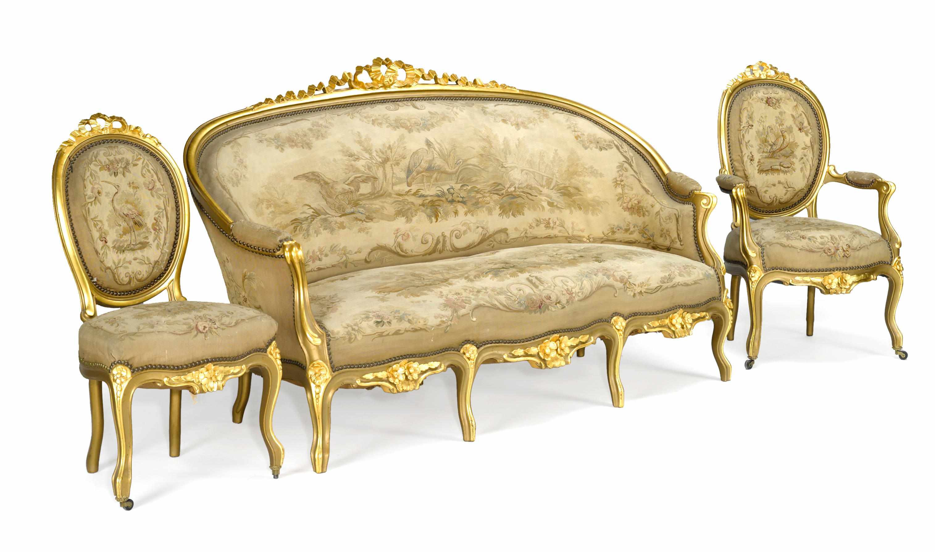 Appraisal: A Napoleon III painted and parcel gilt salon suite third