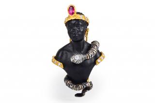 Appraisal: Nardi Blackamoor with Snake Brooch Nardi blackamoor with diamond snake