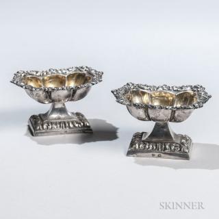 Appraisal: Pair of Italian Silver Salt Cellars Naples mid- th century