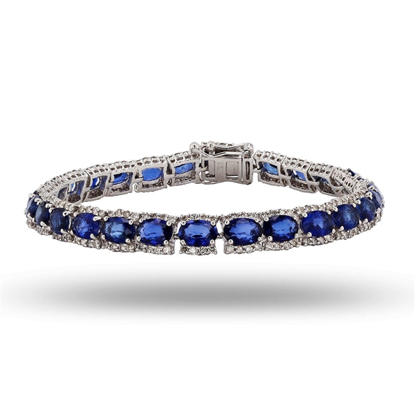 Appraisal: ctw blue sapphire and ctw K white gold bracelet bracelet