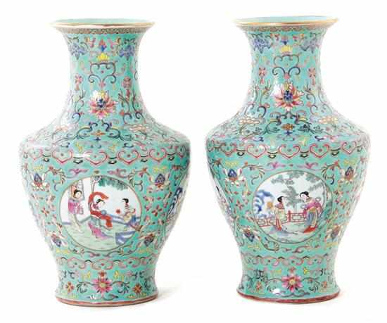 Appraisal: Pair Chinese Export famille rose vases Qianlong period floral and