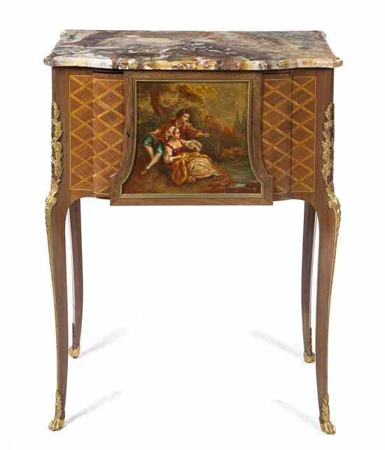 Appraisal: A Louis XV Style Parquetry and Gilt Bronze Mounted Side