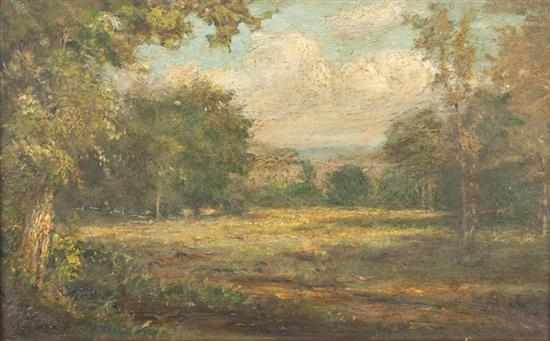 Appraisal: George Inness American - A Sunlit Meadow oil on panel