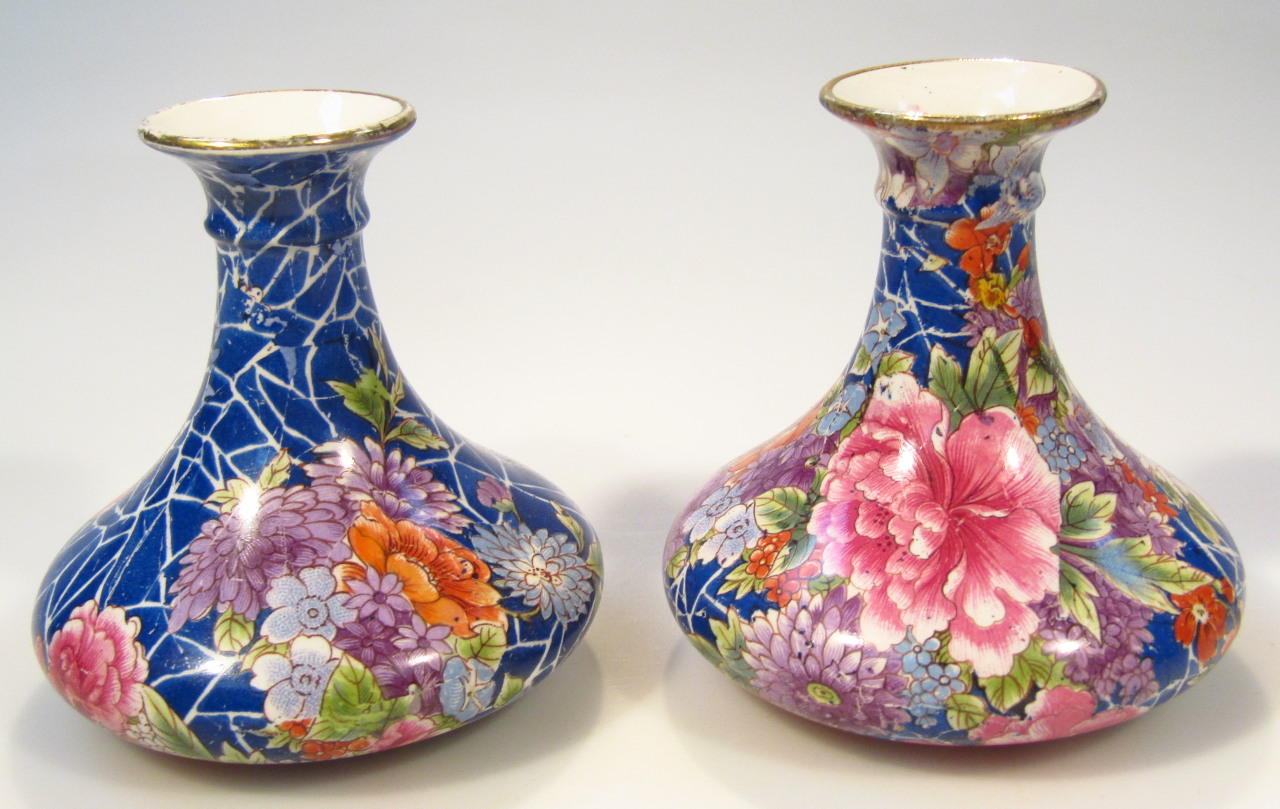 Appraisal: A pair of mid- thC Shelley Cloisonne pattern squat vases