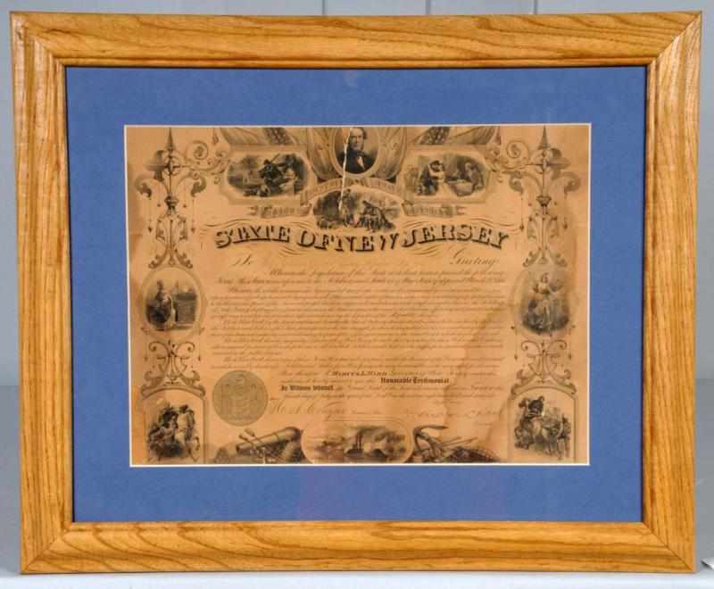 Appraisal: Civil War New Jersey Cavalry Discharge Paper Description s Signed