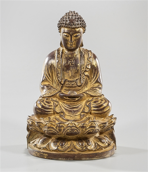 Appraisal: Chinese gilt bronze seated Buddha x x approx