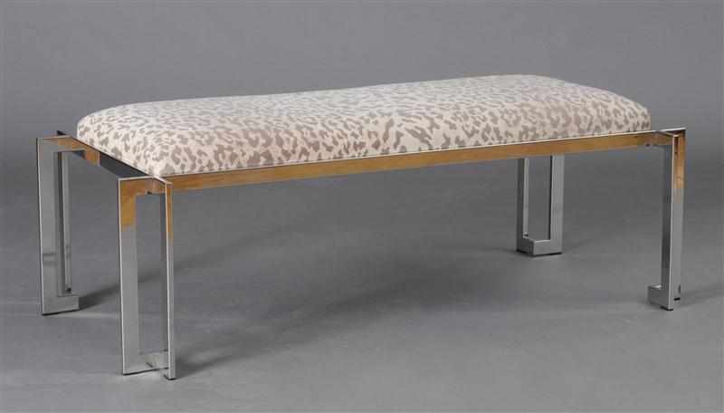 Appraisal: RECTILINEAR CHROME-PLATED BENCH x x in