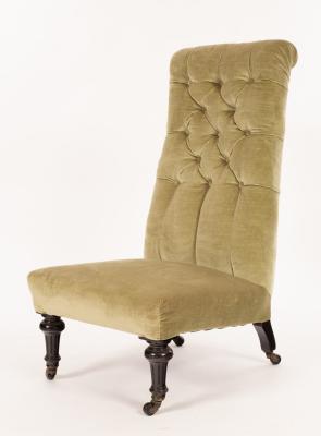 Appraisal: A late Victorian nursing chair with rectangular back on turned