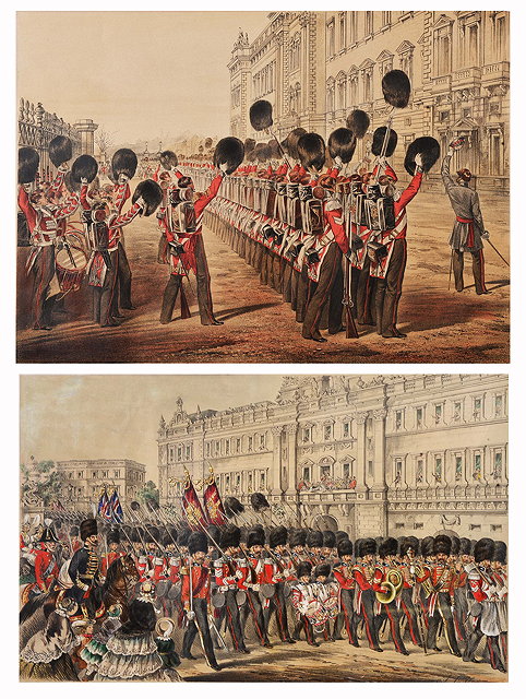 Appraisal: Two Victorian lithographs of the Scots Fusilier Guards in London