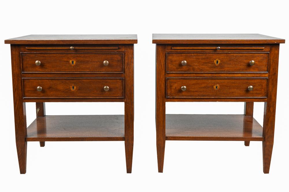 Appraisal: PAIR OF MAHOGANY NIGHTSTANDSeach with two drawers Provenance A Michael