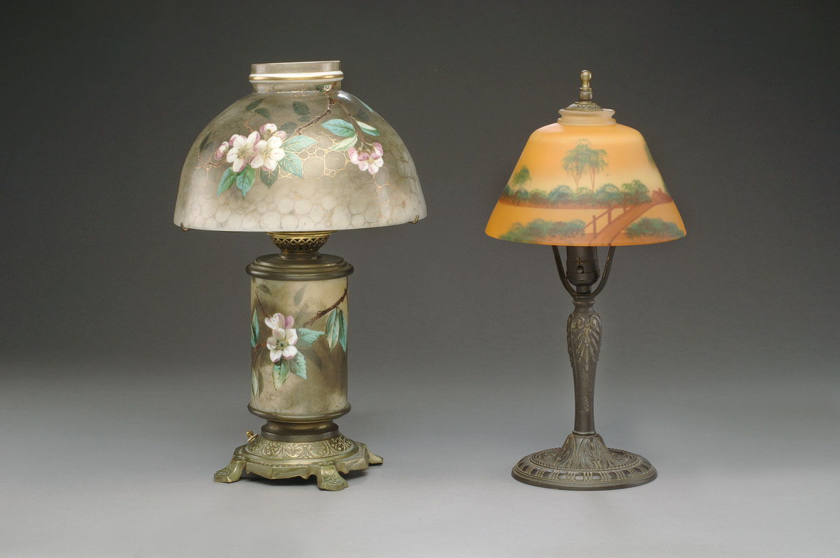 Appraisal: AMERICAN PAINTED AND GILT OIL LAMP LATE NINETEENTH CENTURY Th