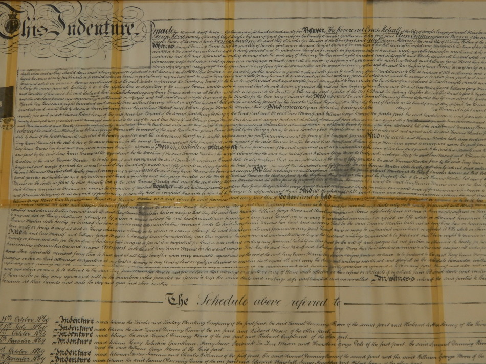 Appraisal: An indenture relating to a Reverend Metcalf a City of