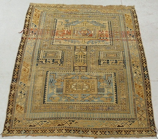 Appraisal: - Dagestan oriental mat with geometric patterns x -