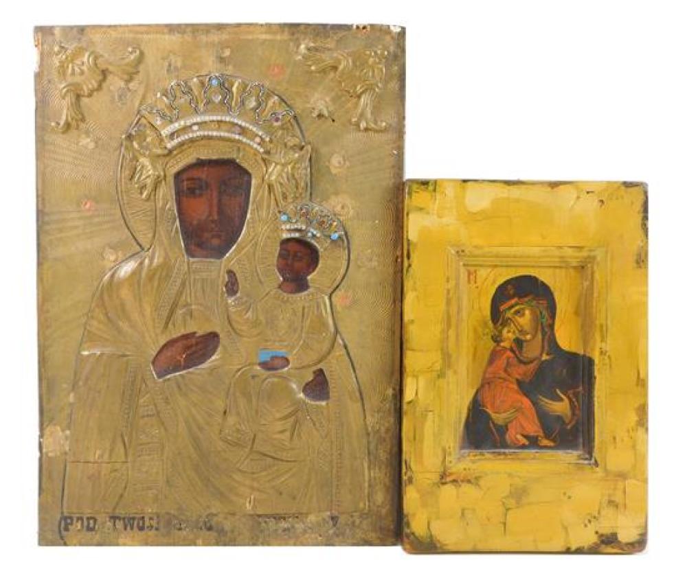 Appraisal: Two Russian icons on panel th C both of mother