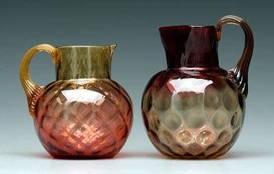 Appraisal: Two amberina pitchers one thumbprint - in one diamond pattern