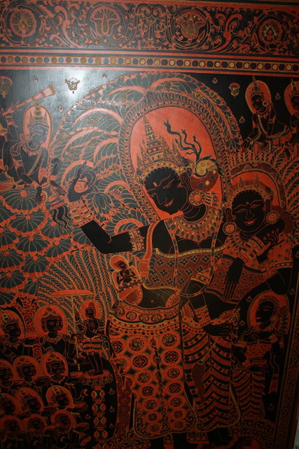 Appraisal: A LARGE BURMESE LACQUER PANEL of black and red ground