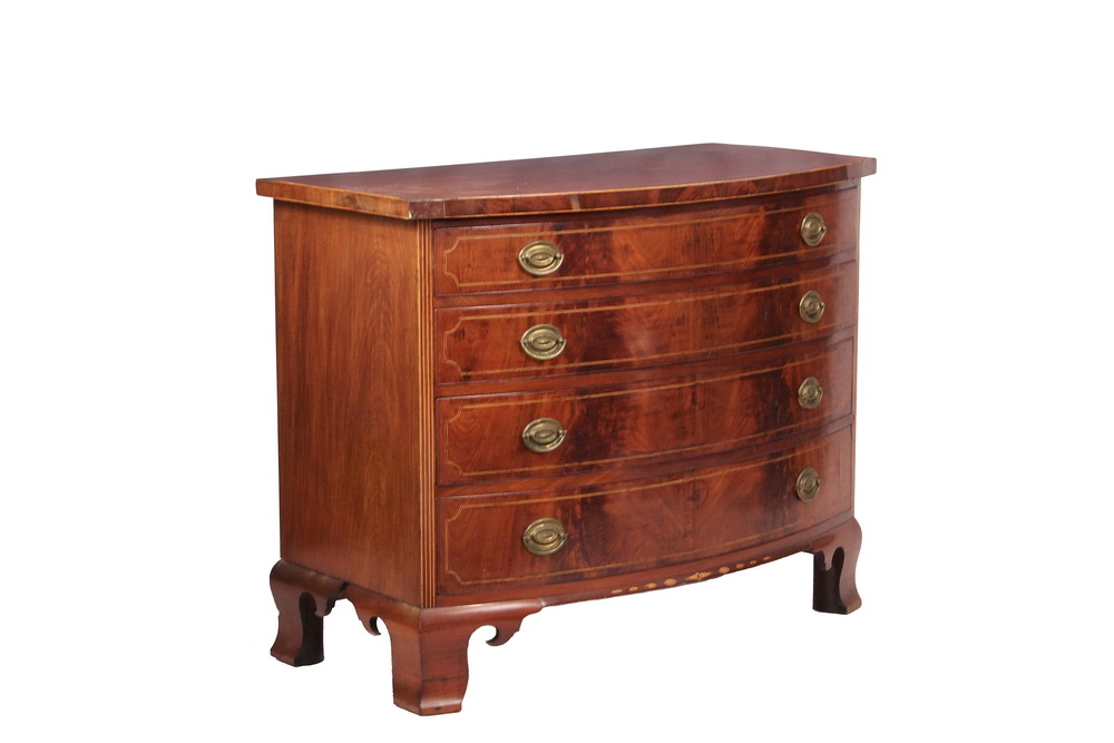 Appraisal: DRESSER - th c Chippendale Bowfront Chest in figured mahogany