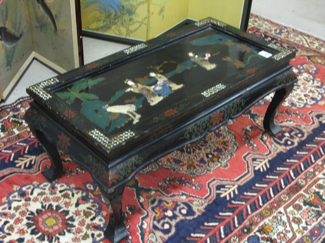 Appraisal: CHINESE COFFEE TABLE of rectangular form with overall black lacquer