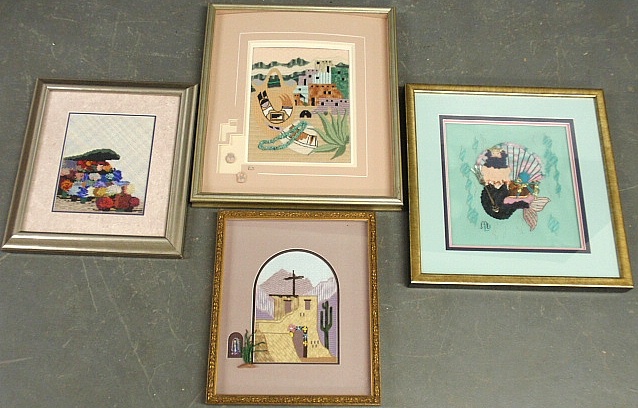 Appraisal: - Four framed and matted needleworks by Mae Hightower Vandamm