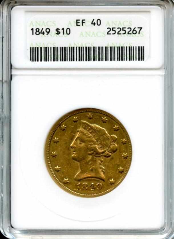 Appraisal: XF ANACS A normal soft strike shows over deep olive-gold