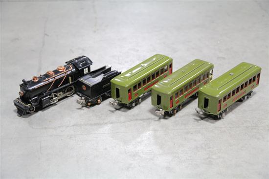 Appraisal: FIVE LIONEL TRAIN CARS E Locomotive and Tender two Pullman