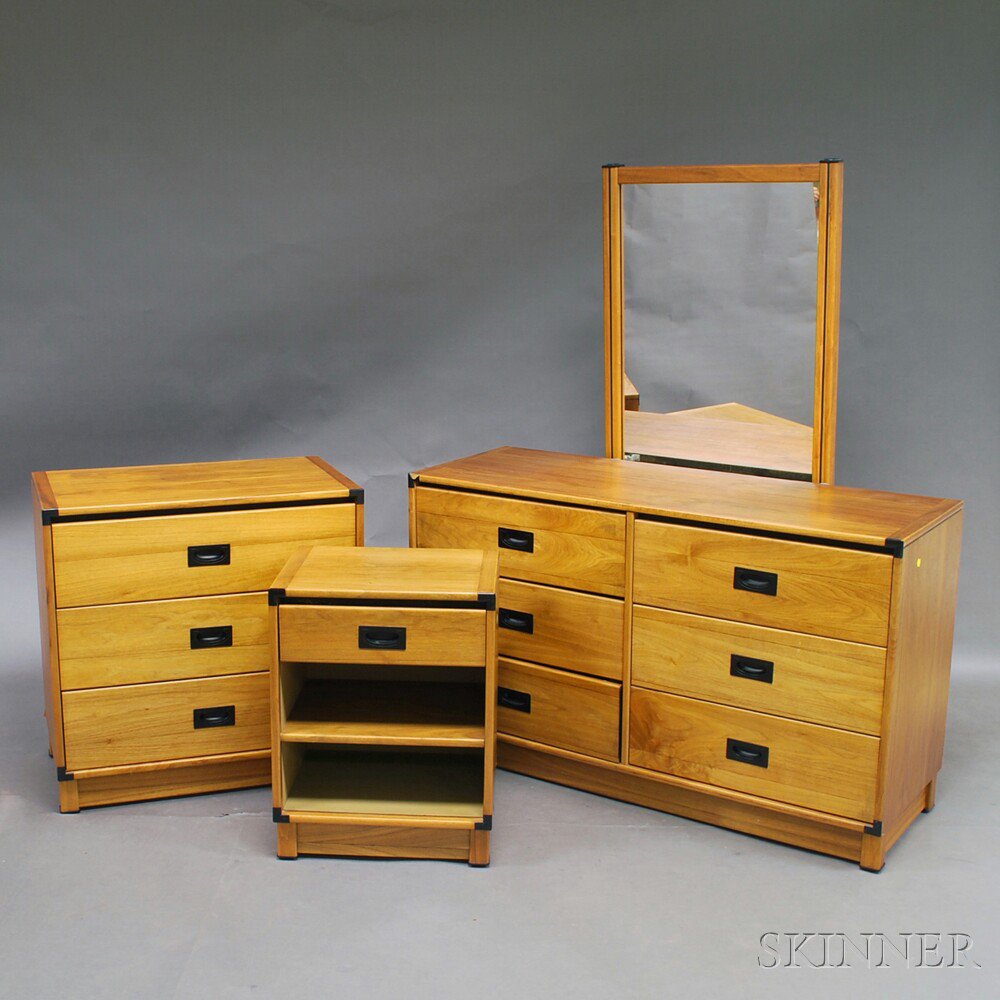 Appraisal: Drexel Hardwood Bedroom Set including two bed frames a six-drawer