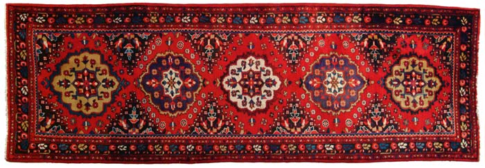 Appraisal: TABRIZ ORIENTAL RUNNER Five colorful medallions on a red field