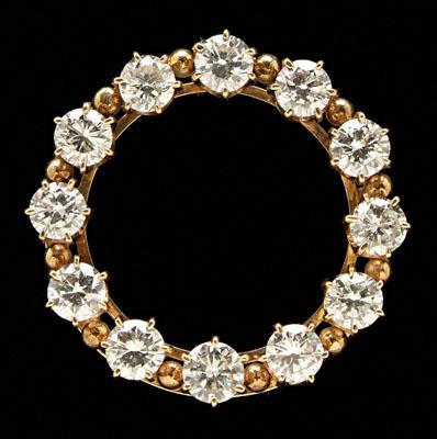 Appraisal: cts diamond circle brooch round brilliant-cut diamonds estimated weight cts