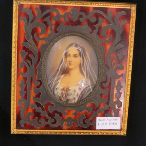 Appraisal: Miniature Portrait Painting on Ivoryof lady in veil artist signed