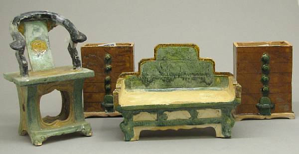 Appraisal: A group of four pieces of Chinese glazed pottery funerary