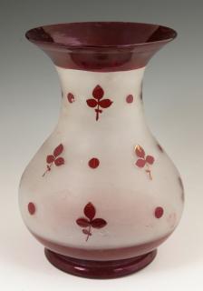 Appraisal: Bohemian Ruby Overlay Frosted Glass Baluster Vase late th c