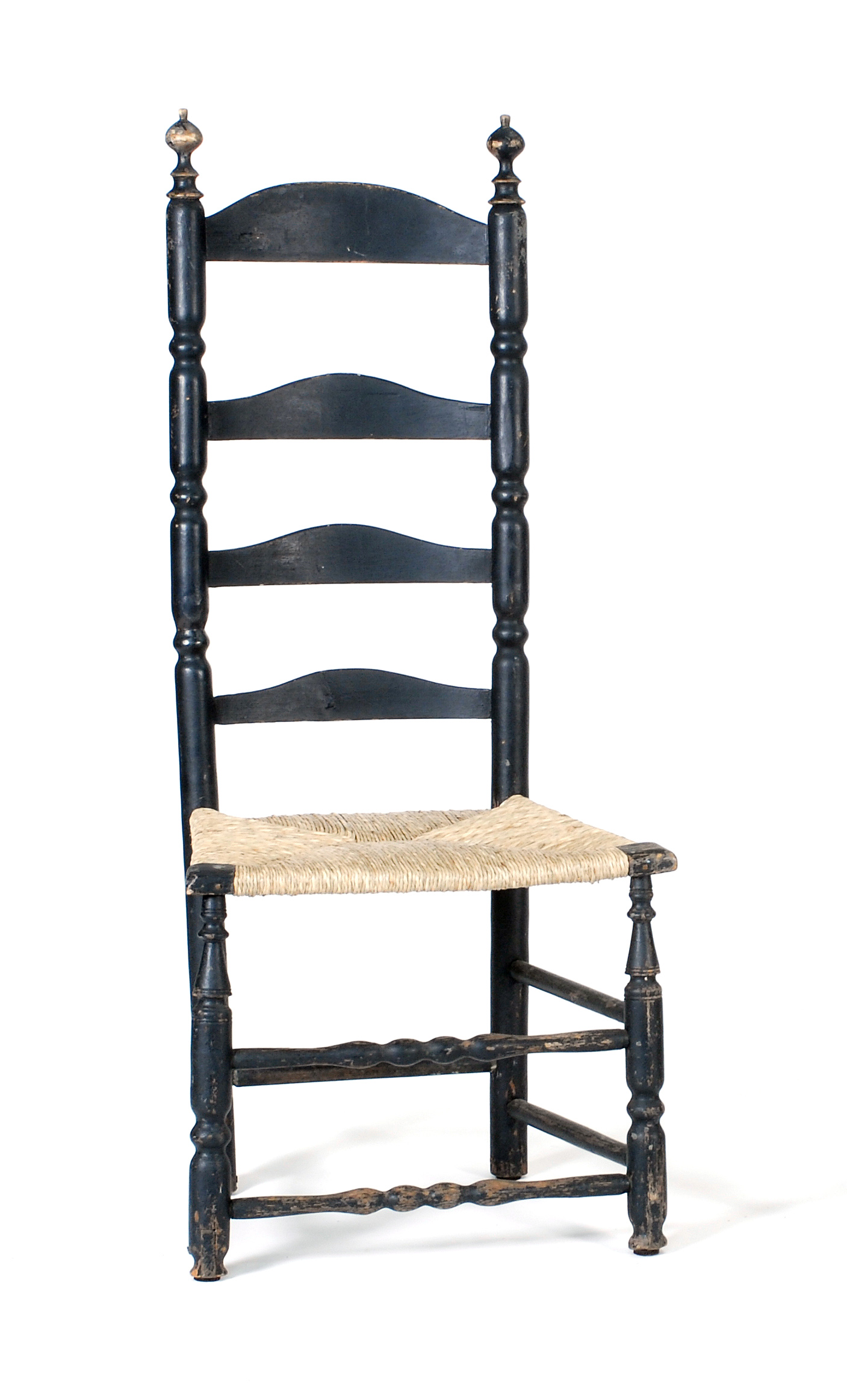 Appraisal: TH CENTURY AMERICAN LADDERBACK SIDE CHAIR in old black paint