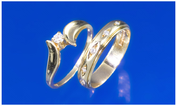 Appraisal: Two ct Gold Diamond Rings One Set With A Central