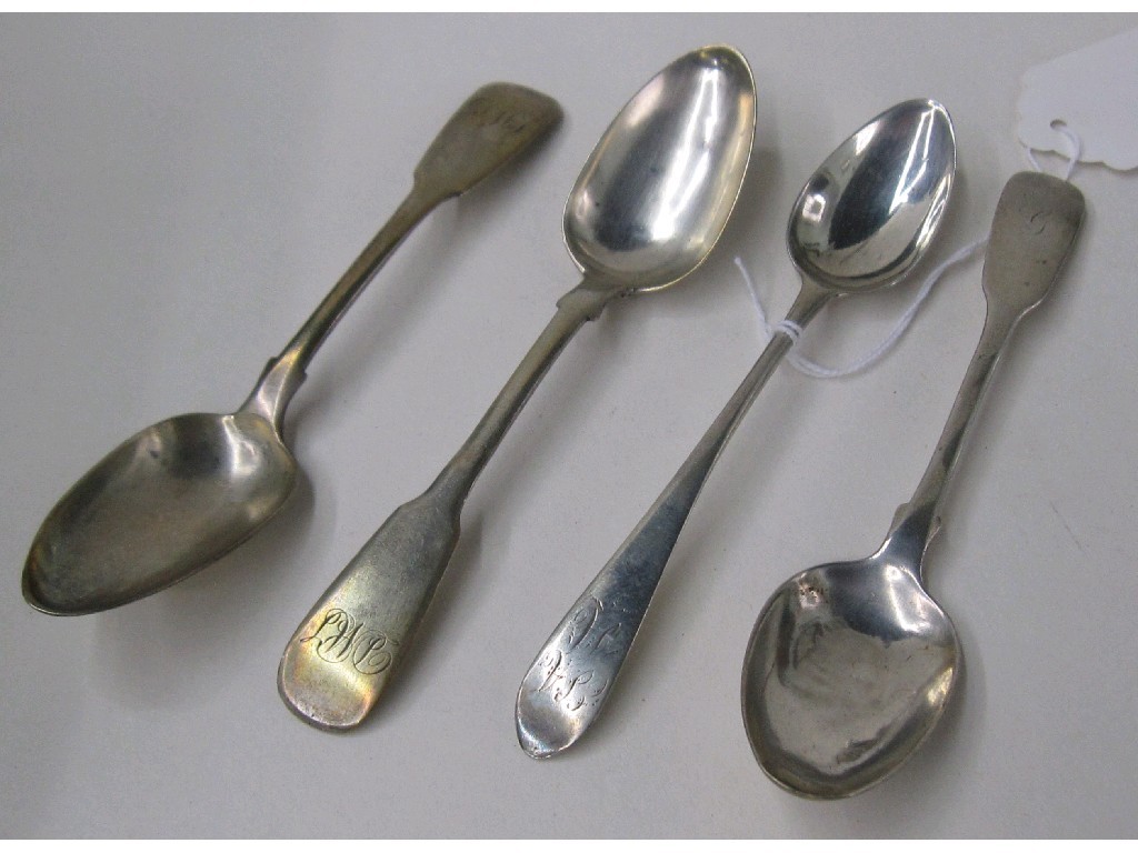 Appraisal: Lot comprising four silver teaspoons including a an Aberdeen spoon