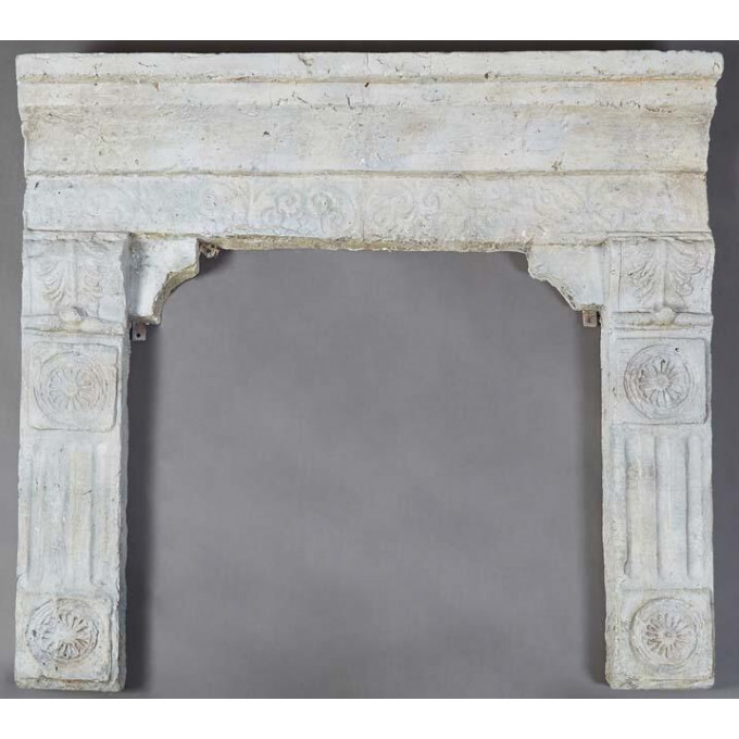 Appraisal: Cast Stone Fireplace Mantel th c with a stepped top