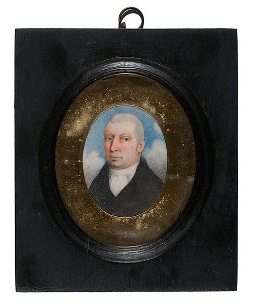 Appraisal: PORTRAIT MINIATURE ON IVORY OF GENTLEMAN English or American ca