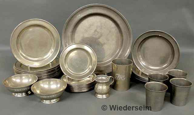 Appraisal: Thirty-six pieces of pewter tableware some marked Jane Teller Locust