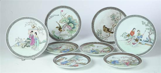 Appraisal: EIGHT PLATES Asian possibly Chinese th century hand decorated porcelain