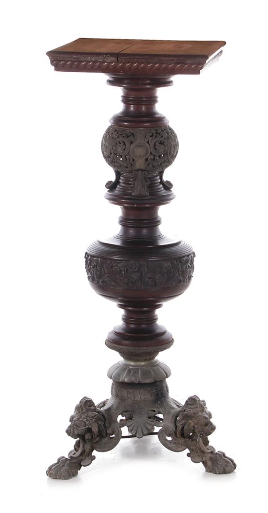 Appraisal: Renaissance Revival mahogany and metal pedestal last quarter th century