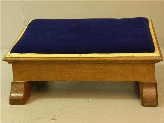 Appraisal: Victorian oak ecclesiastical foot stool with carved decoration and upholstered