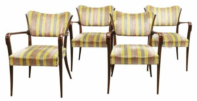 Appraisal: lot of Italian mid-century modern armchairs c s padded back