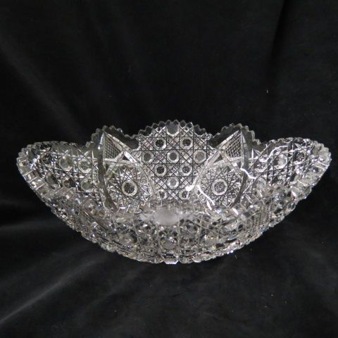 Appraisal: Cut Glass Fruit Bowl starburst cane design oval x brilliant